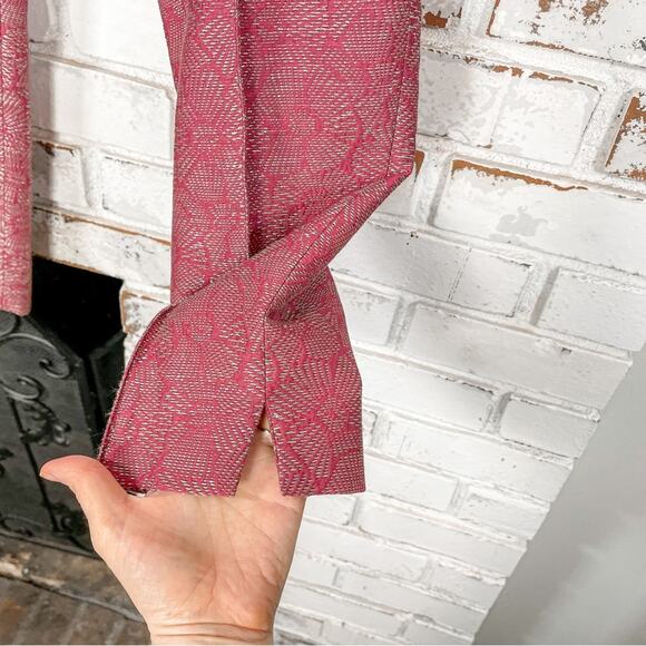 Vintage 90s Worth New York Jacquard Metallic and Pink Cotton Blend Trouser 8 - Picture 4 of 9
